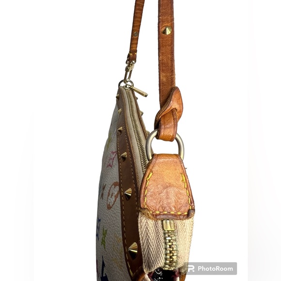 Authentic Louis Vuitton x Takashi Murakami White Monogram Multicolor Pochette - Picture 5 of 16